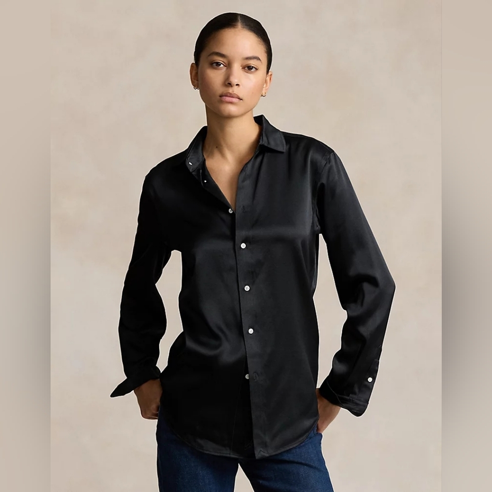 Polo Ralph Lauren Mulberry Silk Long Sleeve Button Up Shirt